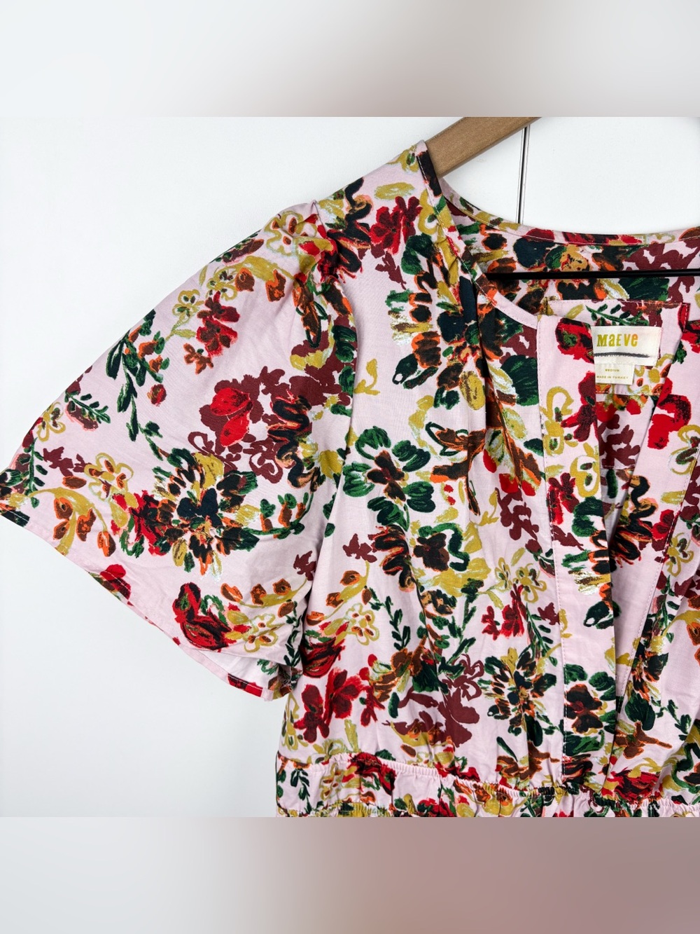 Anthropologie Maeve Somerset Maxi Dress Pink Red Green Yellow Floral 100% Cotton - Picture 3 of 6